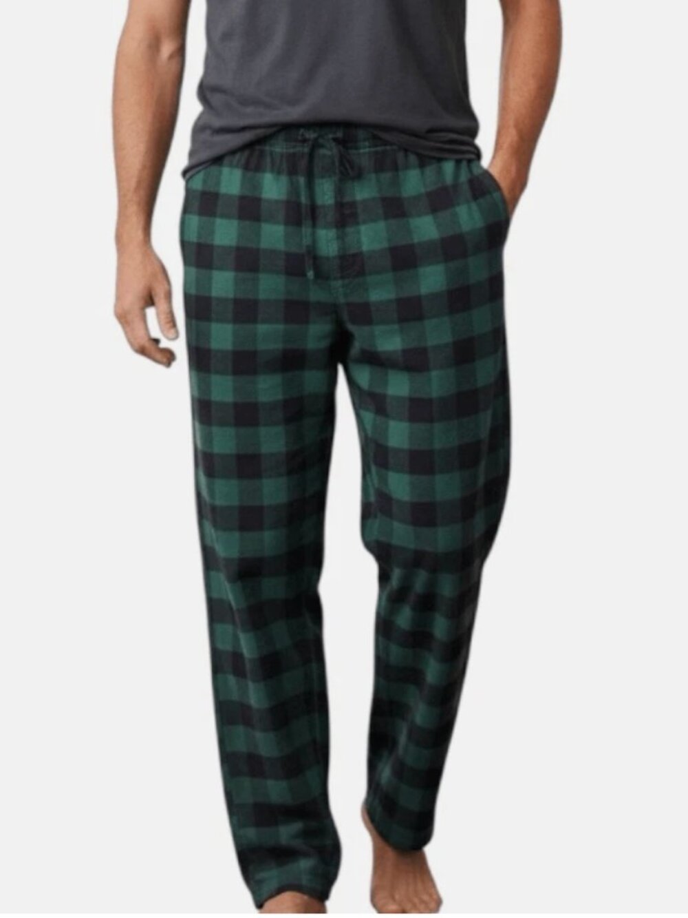 Eddie Bauer Men's Green Black Plaid Lounge Pajama Pants Size Large
